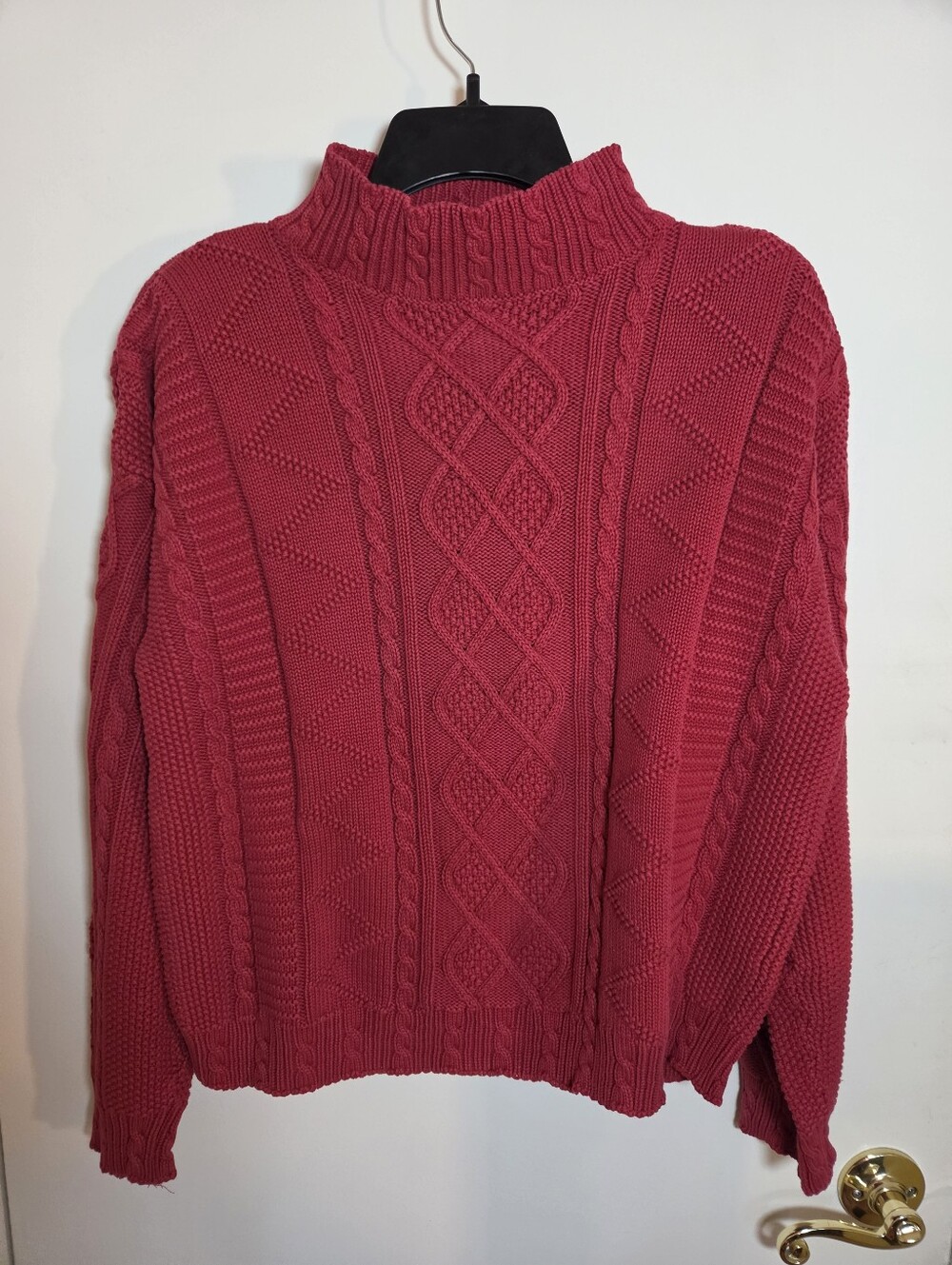 Nordstrom Individualist Vintage Cotton Chunky Slouchy Cable Knit Sweater M Red